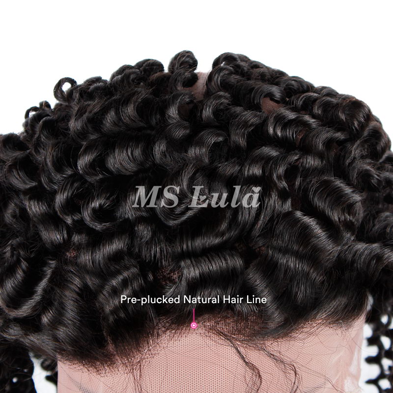 Virgin Hair Kinky Curly 360 Lace Frontal Closure 22.5x4x2 With Adjustable Strap Medium Brown Lace - 图片 8